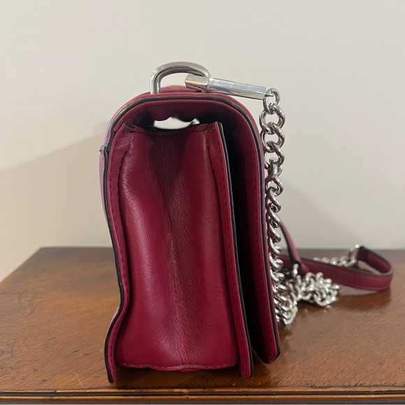 Rebecca Minkoff Chevron Quilted Love Crossbody Leather and Suede Burgundy/Silver - Picture 8 of 12